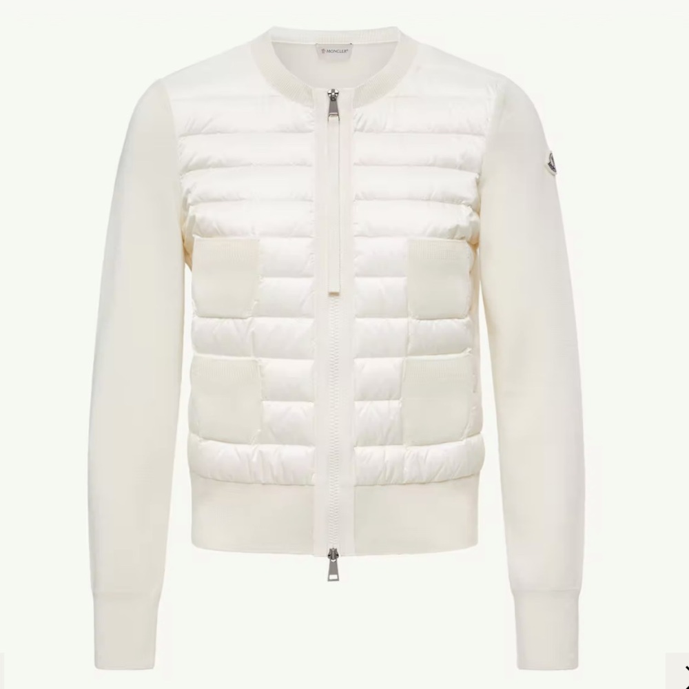 Like New Moncler Padded Down Knit Zip Up Cardigan